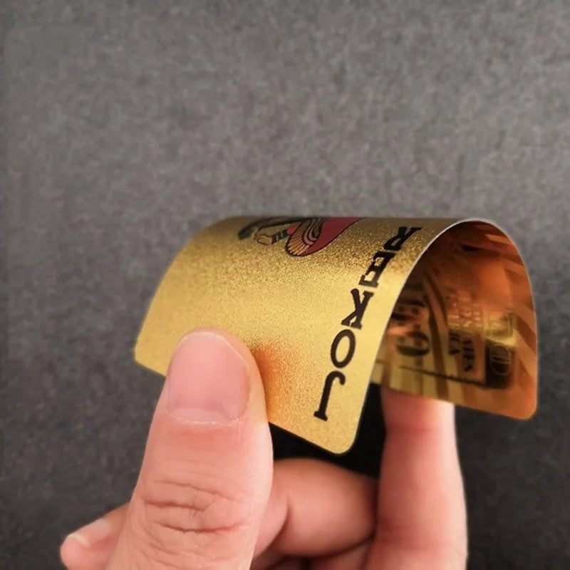 55PCS Gold Foil spillekort 24K Gold Plastic Poker sæt, vandtæt og holdbar Magic spil kort