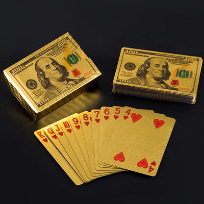 55PCS Gold Foil spillekort 24K Gold Plastic Poker sæt, vandtæt og holdbar Magic spil kort