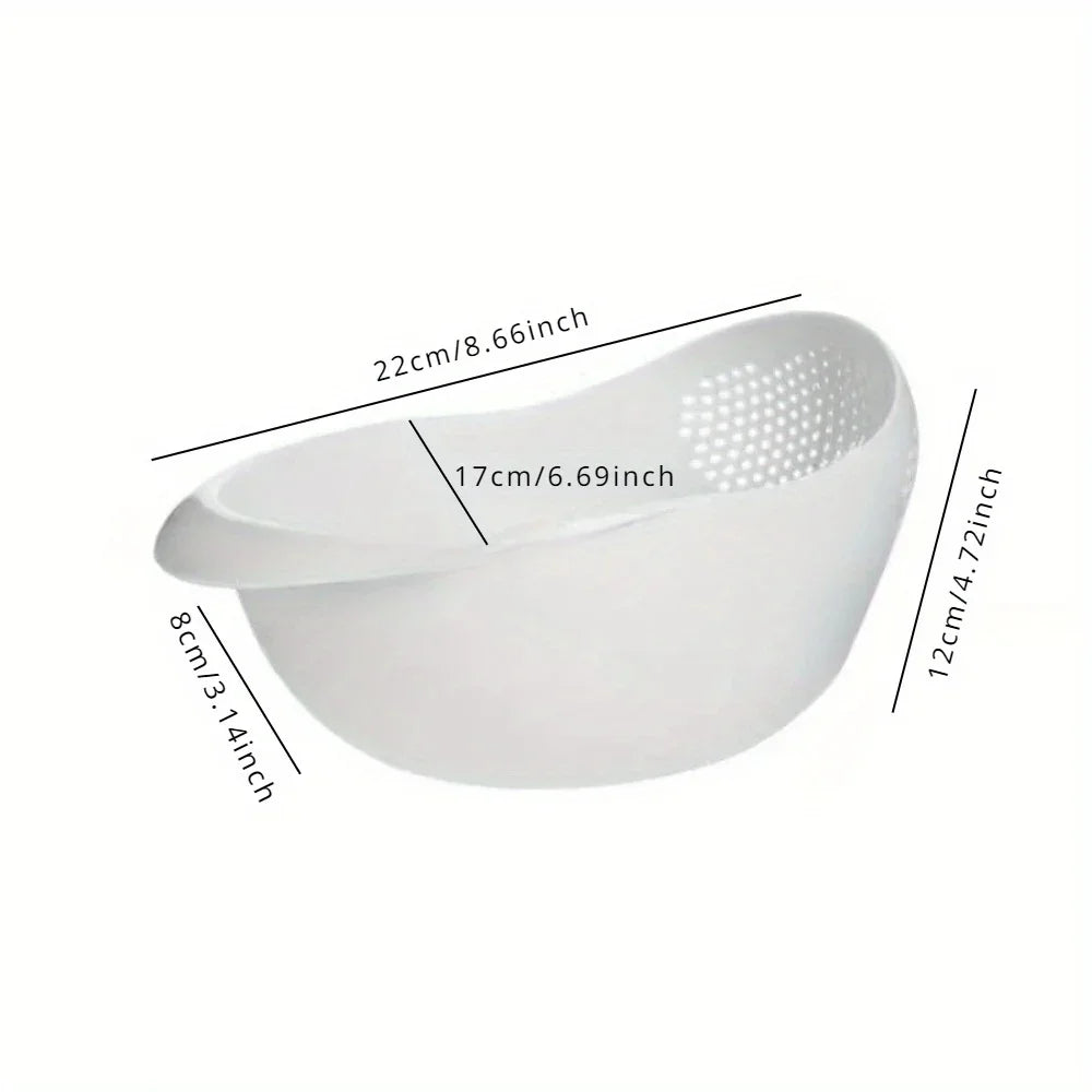 1PC Plastic Rice Sieve & Drain kurv med håndtag • Multi-purpose Kitchen Strainer Bowl til vask af ris, grøntsager og frugter