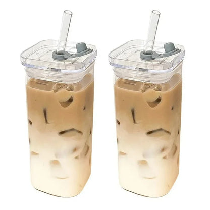 1stk Firkantet Heat-Resistent Kaffeglas Cup med Lid og Straw ! Transparent Mælk, Te & Juice Mug til hjemmet eller Bar Drinkware