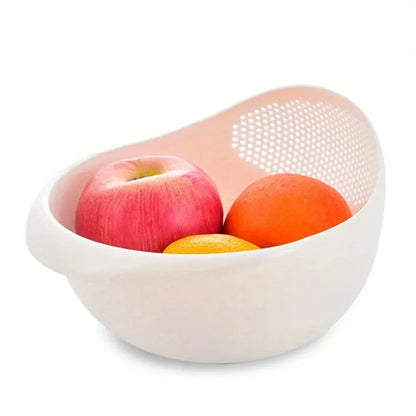 1PC Plastic Rice Sieve & Drain kurv med håndtag • Multi-purpose Kitchen Strainer Bowl til vask af ris, grøntsager og frugter