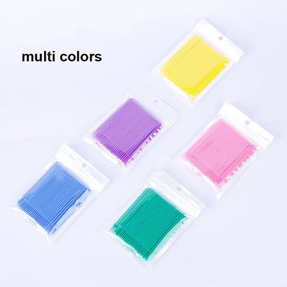 100PCS Eyelash Rengøring Børster Micro Cotton Swabs til Lash udvidelser & Makeup Removal
