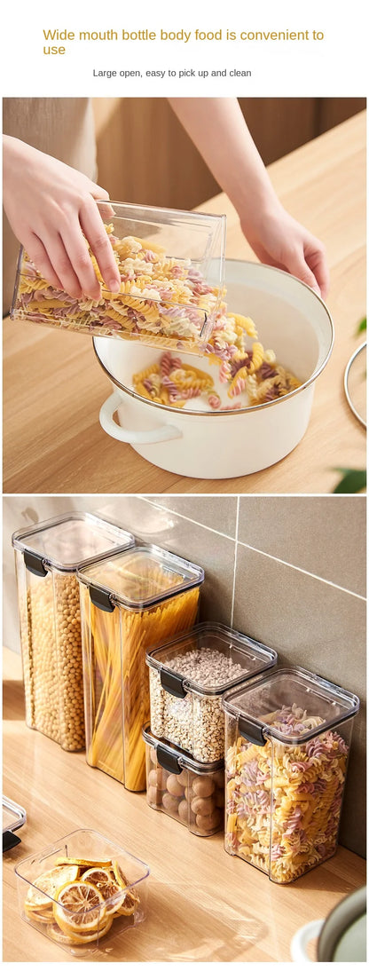 1PC Lufttæt forseglet opbevaringskrukke • Plastkorn, Pasta & krydderier Container • Fugt-Proof Kitchen Organizer Box