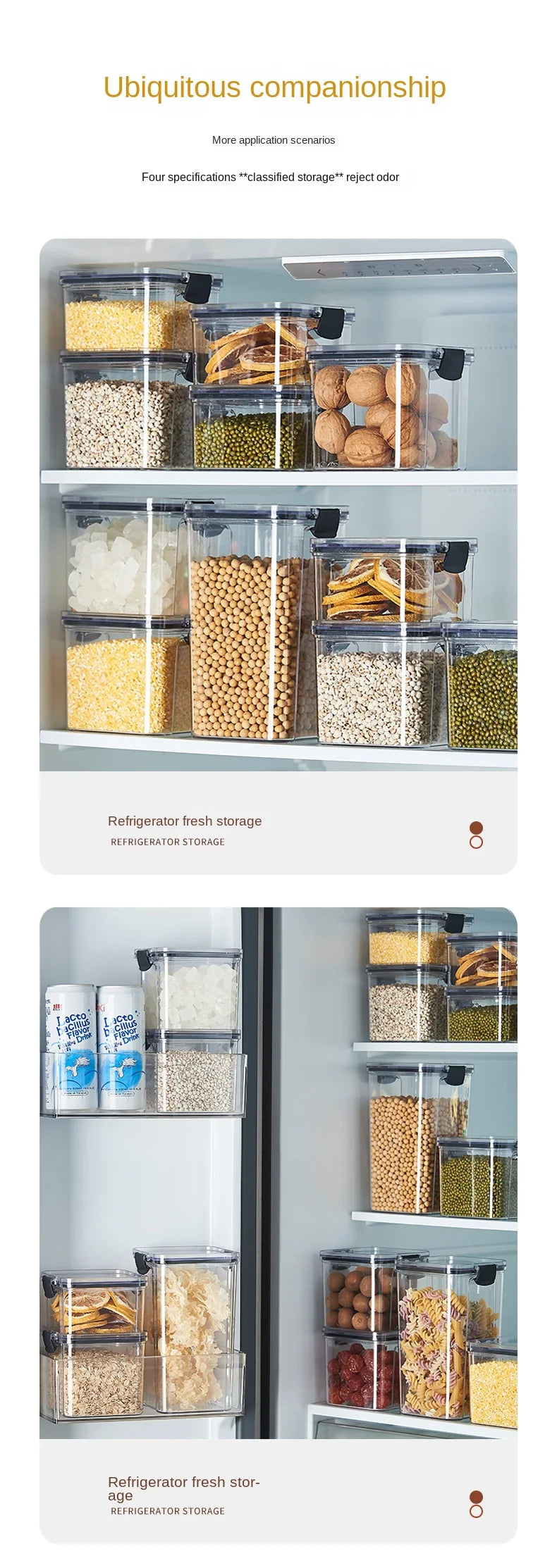 1PC Lufttæt forseglet opbevaringskrukke • Plastkorn, Pasta & krydderier Container • Fugt-Proof Kitchen Organizer Box