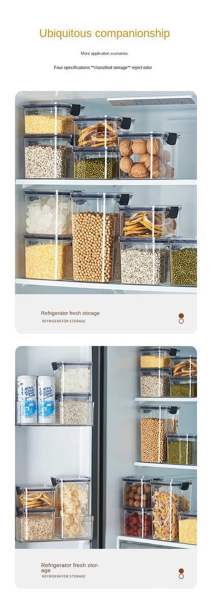 1PC Lufttæt forseglet opbevaringskrukke • Plastkorn, Pasta & krydderier Container • Fugt-Proof Kitchen Organizer Box