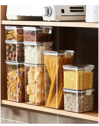 1PC Lufttæt forseglet opbevaringskrukke • Plastkorn, Pasta & krydderier Container • Fugt-Proof Kitchen Organizer Box
