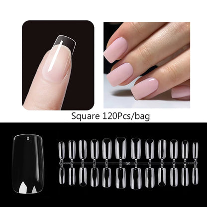 120PCS Matt presse-på negle tips Soft Full-Cover Oval Almond Falske negle til DIY Manicure