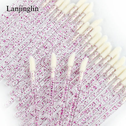 Lanjinglin 5/50 Pcs Disposable Lip Brush Makeup Brushes – Lipstick Applicator Wands & Eyelash Extension Tool, Professional Beauty Accessories