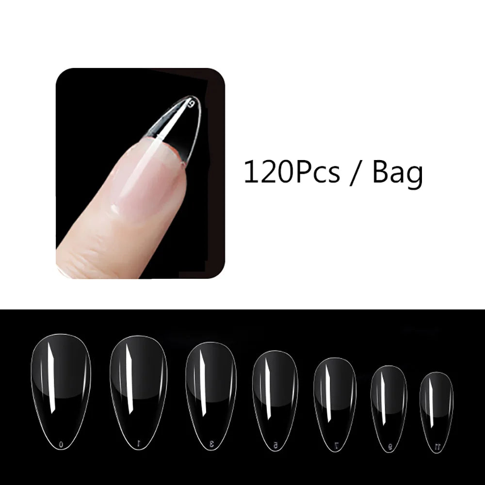 120PCS Matt presse-på negle tips Soft Full-Cover Oval Almond Falske negle til DIY Manicure