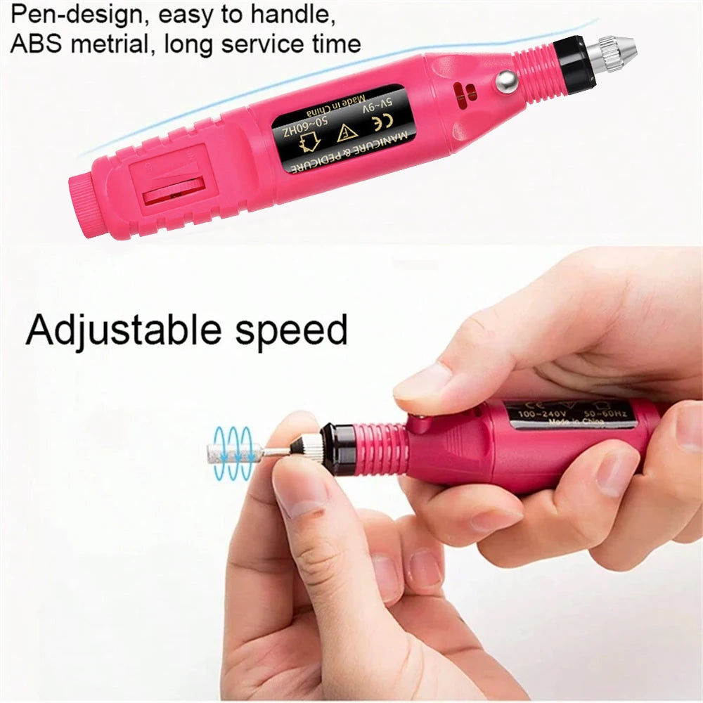 Bærbar Professionel Elektrisk Nail Bor Machine Manicure & Pedicure Bor sæt til hjem og salon brug