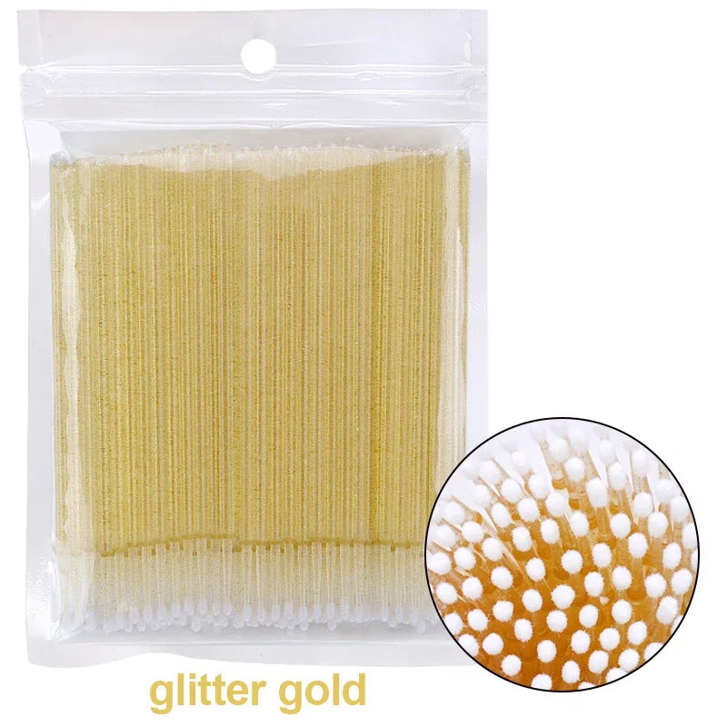100PCS Eyelash Rengøring Børster Micro Cotton Swabs til Lash udvidelser & Makeup Removal