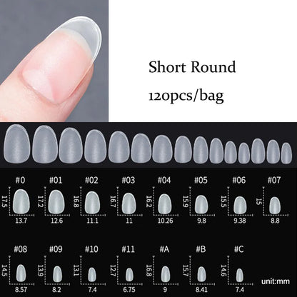 120PCS Matt presse-på negle tips Soft Full-Cover Oval Almond Falske negle til DIY Manicure