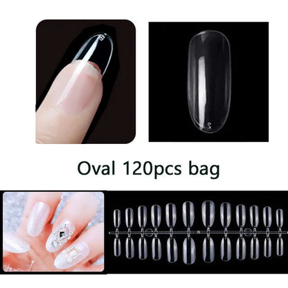 120PCS Matt presse-på negle tips Soft Full-Cover Oval Almond Falske negle til DIY Manicure