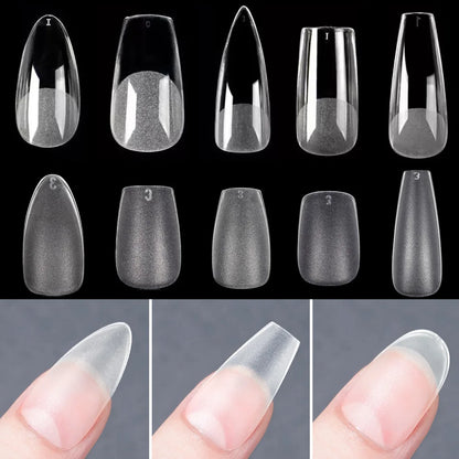 120PCS Matt presse-på negle tips Soft Full-Cover Oval Almond Falske negle til DIY Manicure