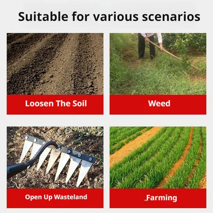 Carbon Steel Garden Ukrudtsrace 5/6/7/8 Tænder Jord Løsning og Weed Removal Tool til Farm, Have og landskabspleje