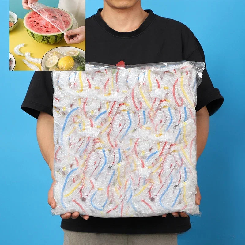 Farverige engangs & genanvendelige fødevarer dækker • Elastisk plast Wrap til skåle, frugt og mad opbevaring