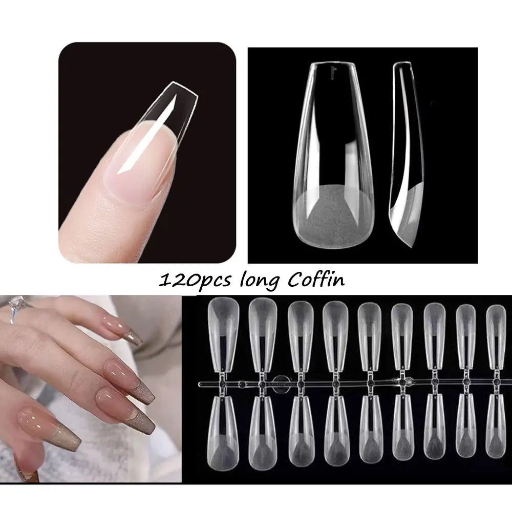 120PCS Matt presse-på negle tips Soft Full-Cover Oval Almond Falske negle til DIY Manicure