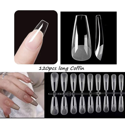 120PCS Matt presse-på negle tips Soft Full-Cover Oval Almond Falske negle til DIY Manicure