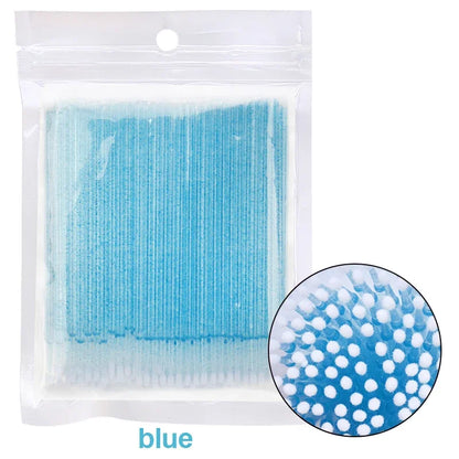 100PCS Eyelash Rengøring Børster Micro Cotton Swabs til Lash udvidelser & Makeup Removal