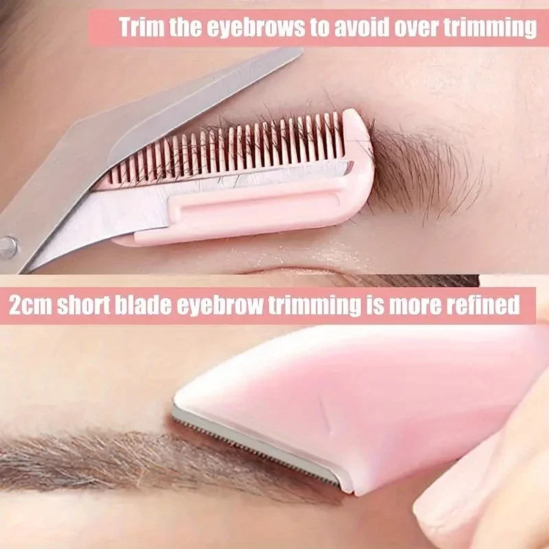 3-piece Eyebrow Trimmer sæt ! Rustfrit stål saks, Comb & Shaver for Eyelash og begynder Makeup, Precision Removal tilbehør
