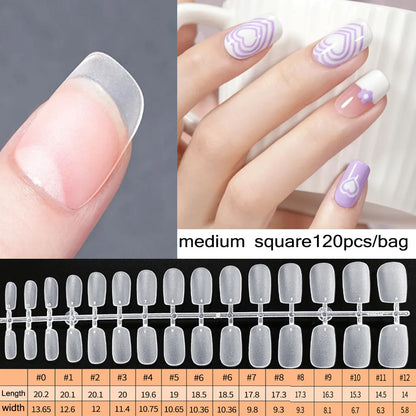 120PCS Matt presse-på negle tips Soft Full-Cover Oval Almond Falske negle til DIY Manicure