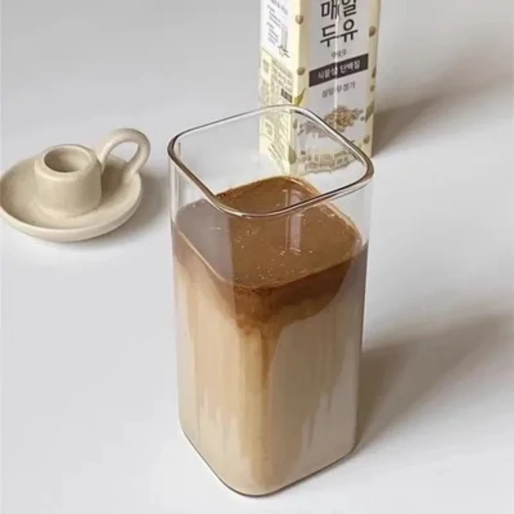 1stk Firkantet Heat-Resistent Kaffeglas Cup med Lid og Straw ! Transparent Mælk, Te & Juice Mug til hjemmet eller Bar Drinkware