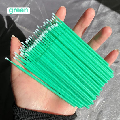 100PCS Eyelash Rengøring Børster Micro Cotton Swabs til Lash udvidelser & Makeup Removal
