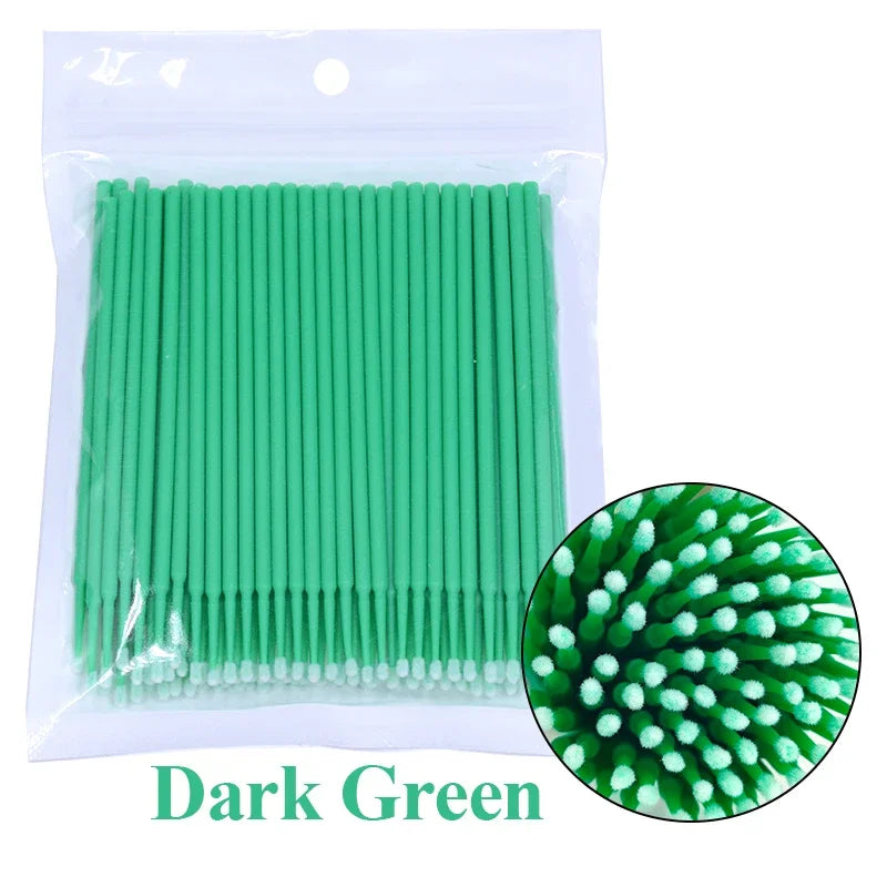 100PCS Eyelash Rengøring Børster Micro Cotton Swabs til Lash udvidelser & Makeup Removal