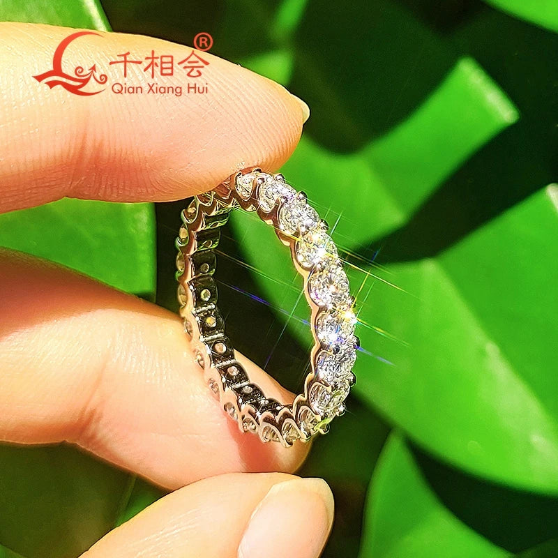 0.1ct 3mm D VVS Moissanite Fuld Eternity Band Ring 925 Sterling Sølv Engagement & Party Smykker for kvinder