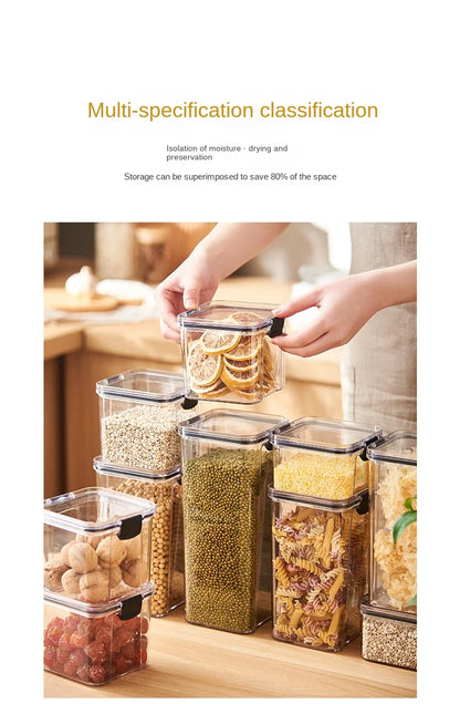 1PC Lufttæt forseglet opbevaringskrukke • Plastkorn, Pasta & krydderier Container • Fugt-Proof Kitchen Organizer Box