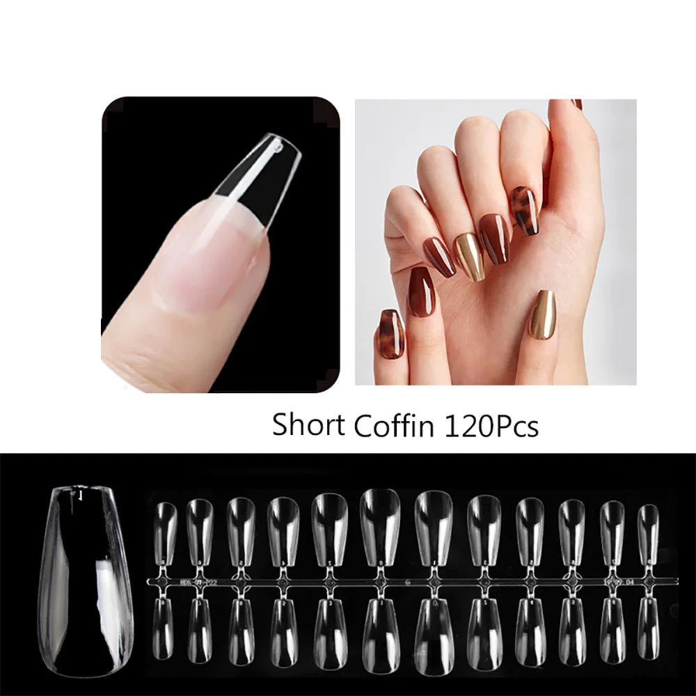 120PCS Matt presse-på negle tips Soft Full-Cover Oval Almond Falske negle til DIY Manicure