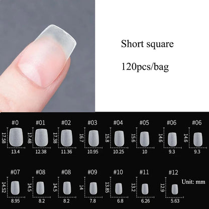 120PCS Matt presse-på negle tips Soft Full-Cover Oval Almond Falske negle til DIY Manicure