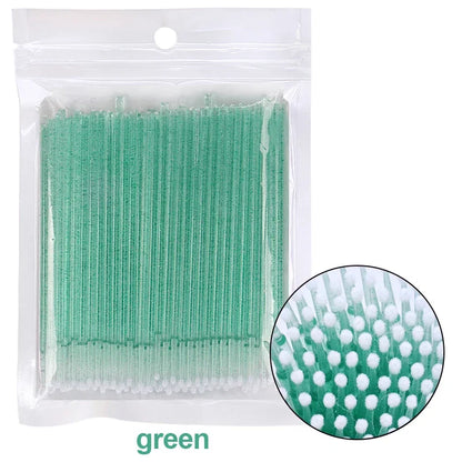 100PCS Eyelash Rengøring Børster Micro Cotton Swabs til Lash udvidelser & Makeup Removal
