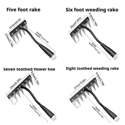 Carbon Steel Garden Ukrudtsrace 5/6/7/8 Tænder Jord Løsning og Weed Removal Tool til Farm, Have og landskabspleje