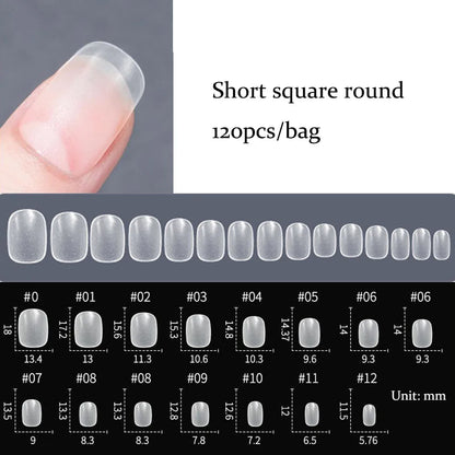 120PCS Matt presse-på negle tips Soft Full-Cover Oval Almond Falske negle til DIY Manicure