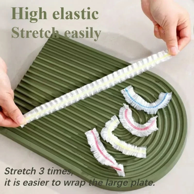 Farverige engangs & genanvendelige fødevarer dækker • Elastisk plast Wrap til skåle, frugt og mad opbevaring