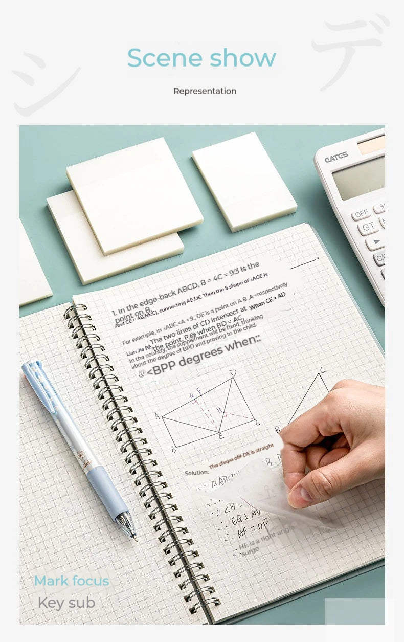 50 Ark Gennemsigtige Klæbende Noter Vandtæt Besked & Signatur Klistermærker til Notebooks
