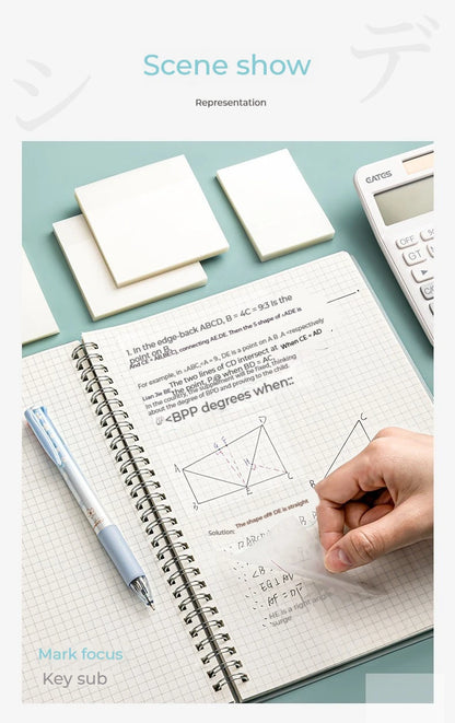 50 Ark Gennemsigtige Klæbende Noter Vandtæt Besked & Signatur Klistermærker til Notebooks