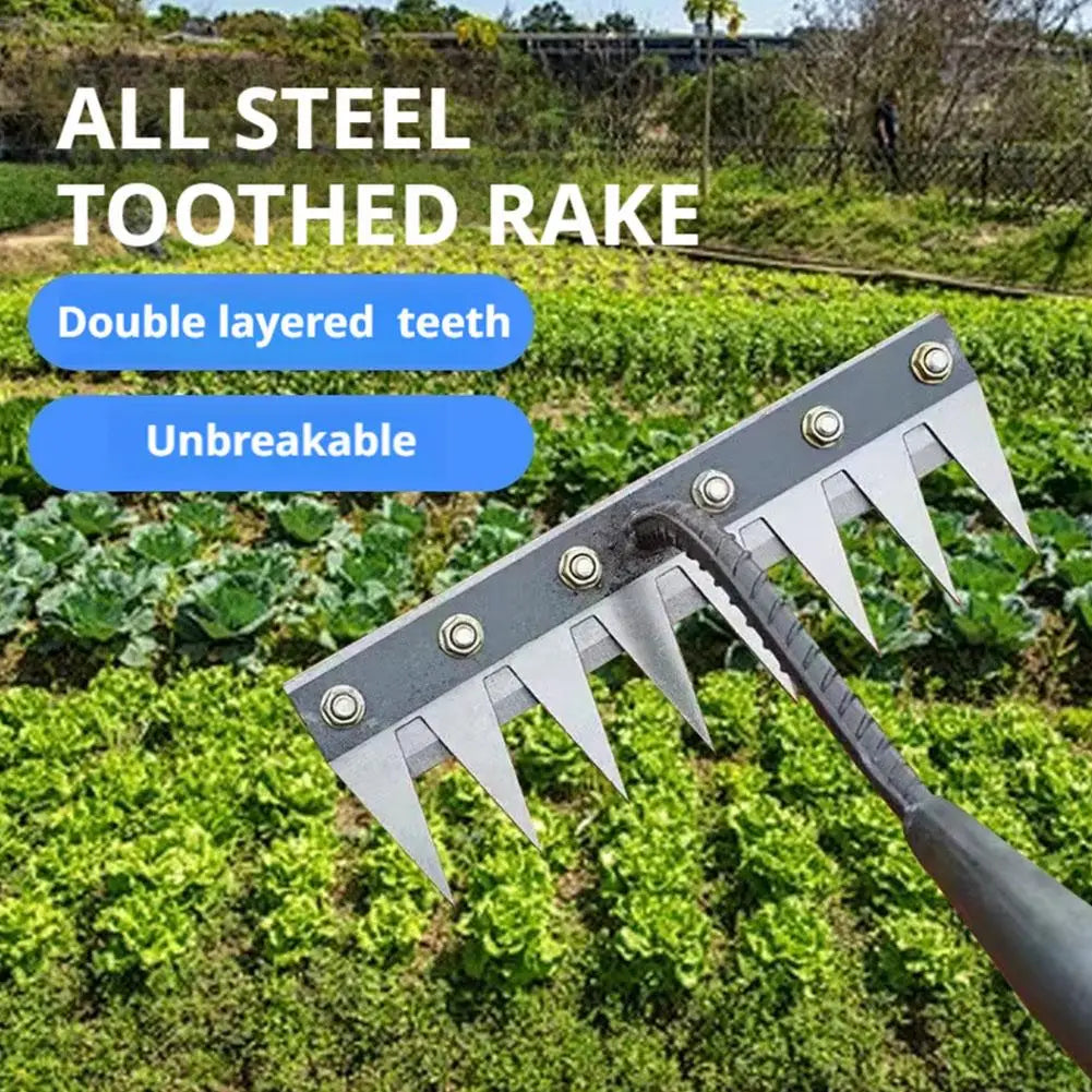 Carbon Steel Garden Ukrudtsrace 5/6/7/8 Tænder Jord Løsning og Weed Removal Tool til Farm, Have og landskabspleje