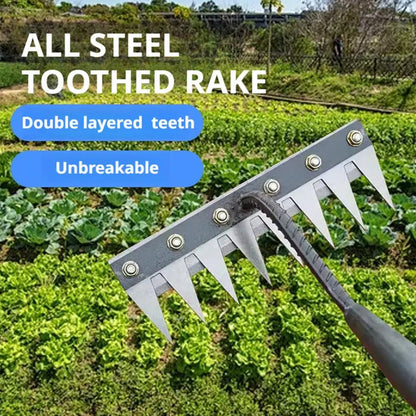 Carbon Steel Garden Ukrudtsrace 5/6/7/8 Tænder Jord Løsning og Weed Removal Tool til Farm, Have og landskabspleje