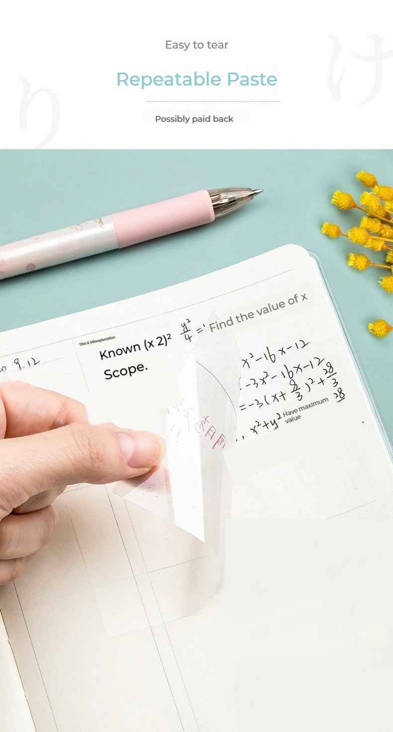 50 Ark Gennemsigtige Klæbende Noter Vandtæt Besked & Signatur Klistermærker til Notebooks