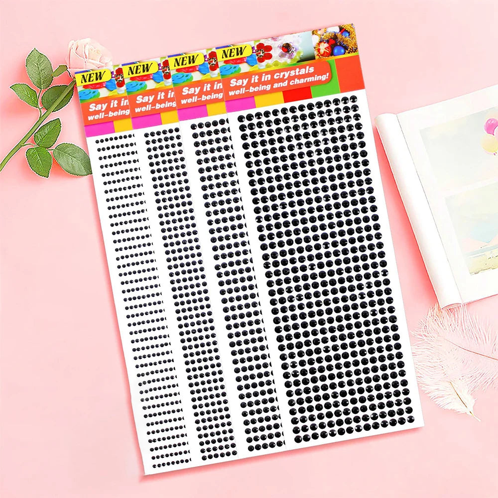 1040/900/504Pcs Akrylbor DIY Crystal Rhinestone Self-Adhesive Klistermærker til telefon kasser, kort og håndværk