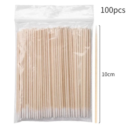100PCS Eyelash Rengøring Børster Micro Cotton Swabs til Lash udvidelser & Makeup Removal