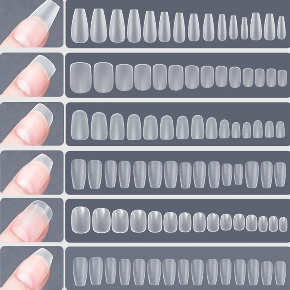 120PCS Matt presse-på negle tips Soft Full-Cover Oval Almond Falske negle til DIY Manicure