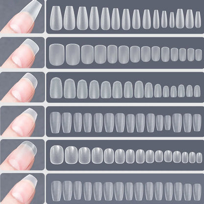 120PCS Matt presse-på negle tips Soft Full-Cover Oval Almond Falske negle til DIY Manicure