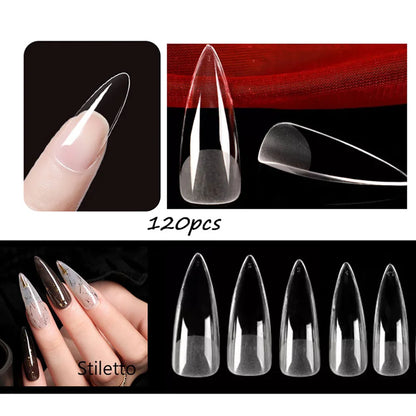 120PCS Matt presse-på negle tips Soft Full-Cover Oval Almond Falske negle til DIY Manicure