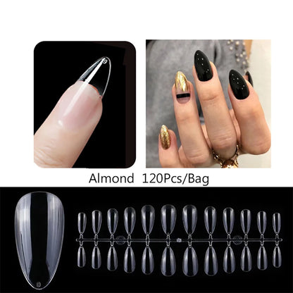 120PCS Matt presse-på negle tips Soft Full-Cover Oval Almond Falske negle til DIY Manicure