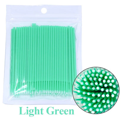 100PCS Eyelash Rengøring Børster Micro Cotton Swabs til Lash udvidelser & Makeup Removal