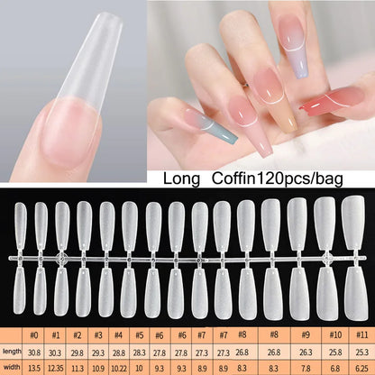 120PCS Matt presse-på negle tips Soft Full-Cover Oval Almond Falske negle til DIY Manicure