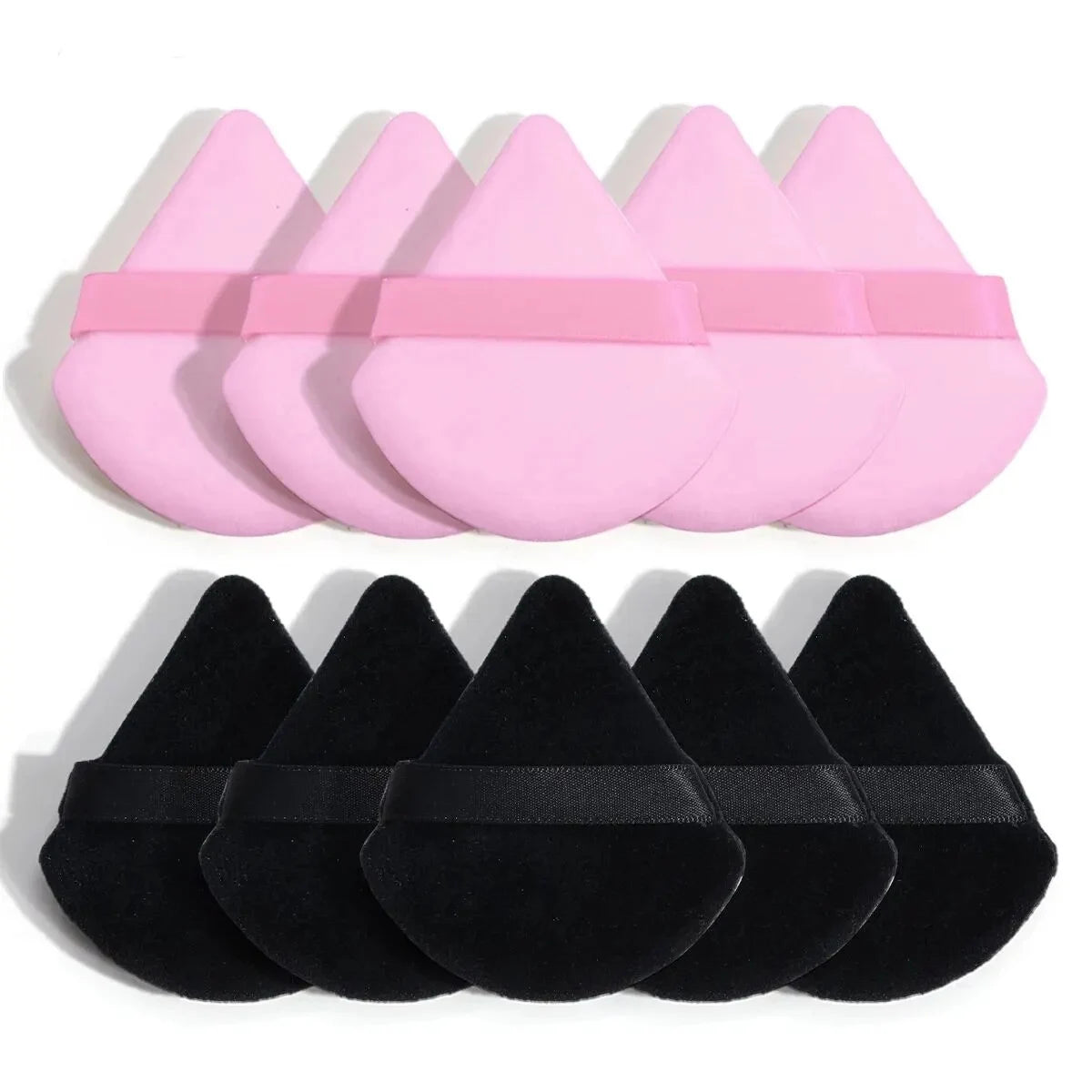 10- Piece Triangle Powder Puff Set • Vådt og tør kosmetik Svampe til løs pulver & Foundation